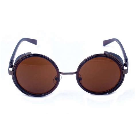 Round Metal Sunglasses Brown