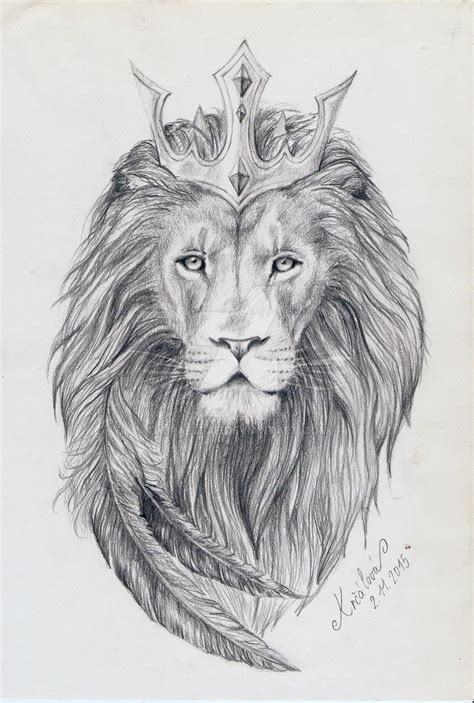 Realistic lion king in crown tattoo design by Miraelfae - Tattooimages.biz