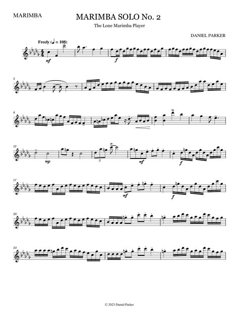 Marimba Solo No. 2 (The Lone Marimba Player) Sheet Music | Daniel ...