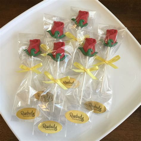 Beauty and the Beast theme favors, Milk Chocolate Rose Lollipops, Wedding, Anniversary Party I ...