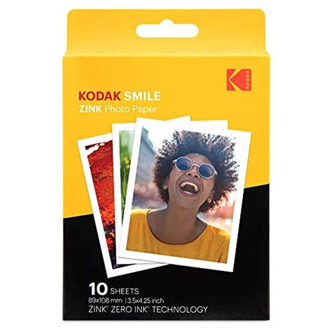 Kodak 3.5x4.25 inch Premium Zink Print Photo Paper (10 Sheets ...