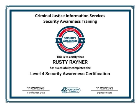 CJIS Level 4 Security Awareness Certification - The Rusty Pixel ...