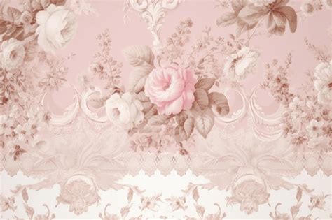 Premium AI Image | A pink floral wallpaper with a floral border.