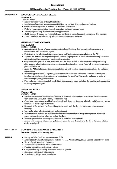 Stage Manager Resume