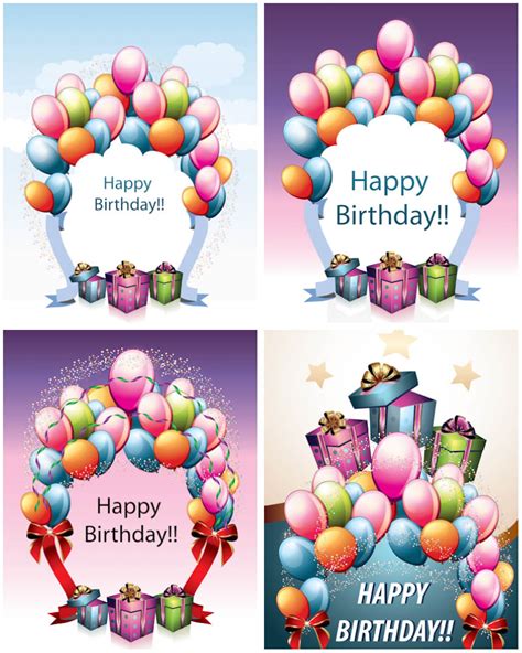 Birthday cards with balloons vector – Free Download | VectorPicFree