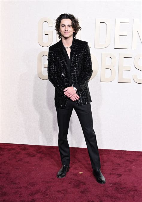 Timothée Chalamet arrives on the Red Carpet at the 81st Golden Globe ...