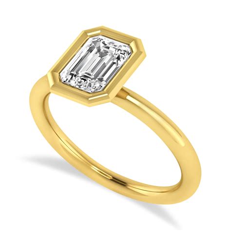 Emerald-Cut Bezel-Set Diamond Solitaire Ring 14k Yellow Gold 1ct - AZ359