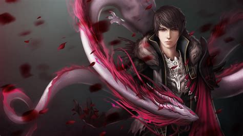 red, guy, manga, black, man, dragon, spirit, boy, fantasy, anime, pink ...