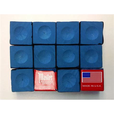 Master BLUE Pool Billiard Cue Q Stick Chalk Doz. Box 12-Pack 1 Dozen 12 ...