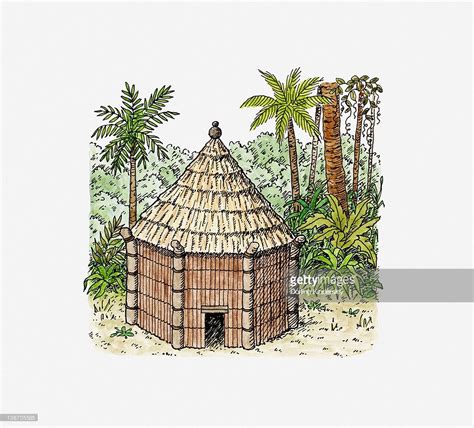 Illustration of a Taino house, Hispaniola : Stock Illustration Taino ...