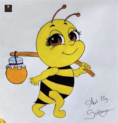 Honey Bee drawing Drawing by Sukanya Sharma