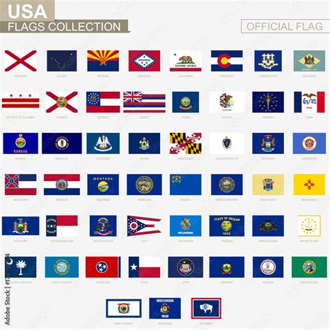 State flags of United States of America, official vector flags collection. Stock Vector | Adobe ...