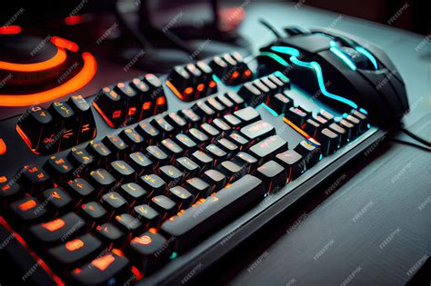 Premium Photo | Closeup of keyboard and mouse in video gaming setup