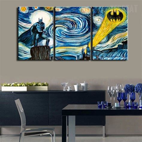 Starry Night - Batman - 3 Piece Canvas (With images) | Living room canvas art, 3 piece canvas ...