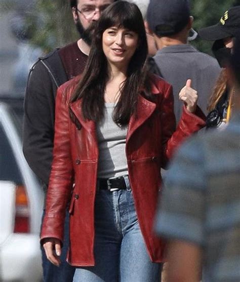 Madame Web Julia Carpenter Peacoat | Dakota Johnson Leather Peacoat ...