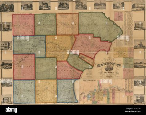 Map of Monroe County, Michigan Stock Photo - Alamy