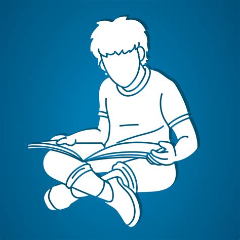 Silhouette A Boy Sitting and Reading A Book 5132501 Vector Art at Vecteezy