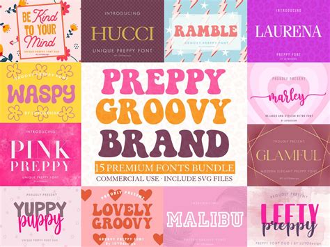 Preppy Fonts Bundle Svg Groovy Font Cricut Font Bundle - Etsy UK