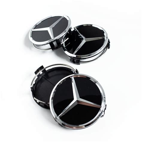 4X 75mm Matte Black Chrome Logo Mercedes Benz Wheel Center Caps | 6 ...