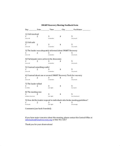 FREE 9+ Sample Meeting Feedback Forms in MS Word | PDF