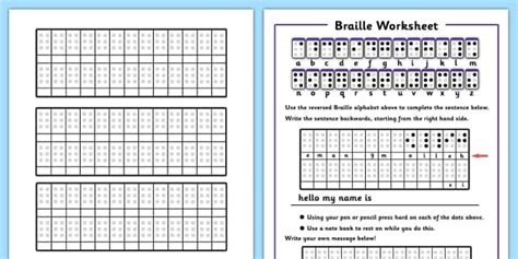 Braille Worksheets - braille worksheets, braille, alphabet | Worksheets, Braille, Language forms