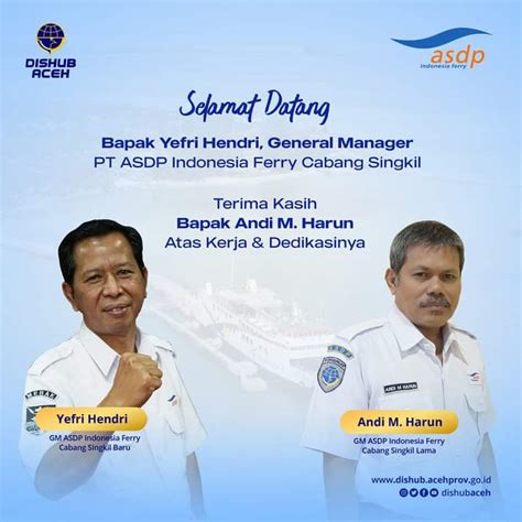 Yefri Hendri Jabat GM ASDP Indonesia Ferry Cabang Singkil, DPC Organda Aceh Singkil: Selamat ...