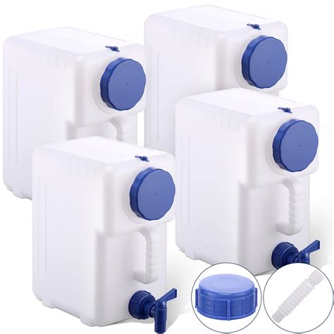 Maxdot 4 Pcs Portable Water Container with Spigot Camping Water Container Water Storage Carrier ...