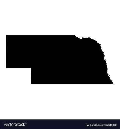 Nebraska ne state border usa map solid Royalty Free Vector