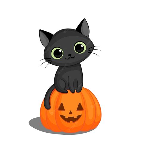 Premium Vector | Black cat on a Halloween pumpkin