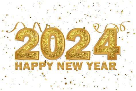 2024 Happy New Year Vector, New Year 2024, Golden Confetti, Happy New Year PNG and Vector with ...