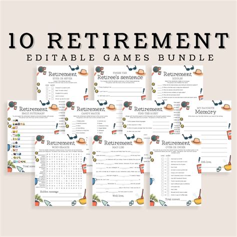 Retirement Party Games Printable Retirement Party Activities for Workplace Adult Office Party ...