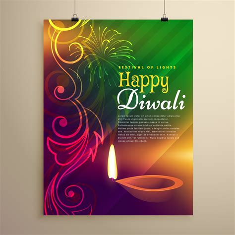 beautiful diwali flyer template with diya and floral design - Download Free Vector Art, Stock ...