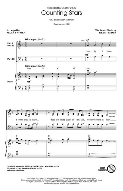 Counting Stars Sheet Music by Mark Brymer (SKU: 00124155) - Stanton's Sheet Music