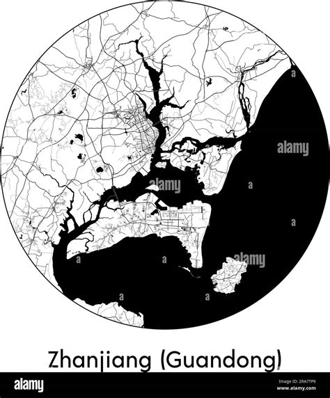 City Map Zhanjiang (Guandong) China Asia vector illustration black white Stock Vector Image ...