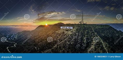 LA Hollywood Sign at Sunset Sun-busrt Editorial Photo - Image of name ...