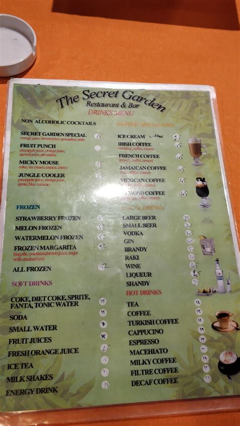 Menu at Secret Garden Restaurant, Ölüdeniz Belediyesi, 226. Sk. No:4