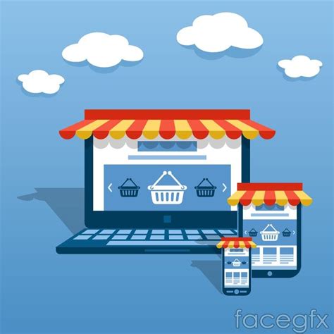 Cartoon e-commerce background vector | Ecommerce website design ...