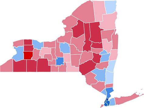 2016 election map of ny by county. Urban (Democrat) vs rural ...