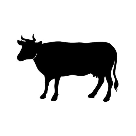 Premium Vector | Cow silhouette icon cow with horns and black udder for dairy products contains ...