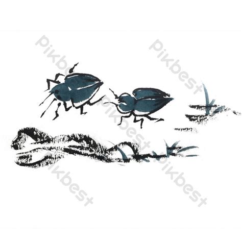 Chinese Style Ink Insect Ladybug Drawing PNG Images | PSD Free Download - Pikbest