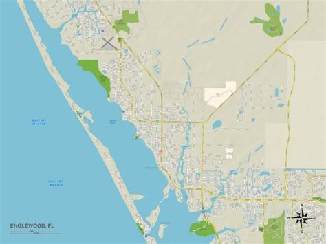 'Political Map of Englewood, FL' Posters | AllPosters.com