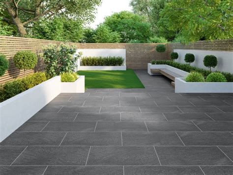 Granito Black Outdoor Matt Porcelain Slab Tile | Modern backyard landscaping, Patio garden ...