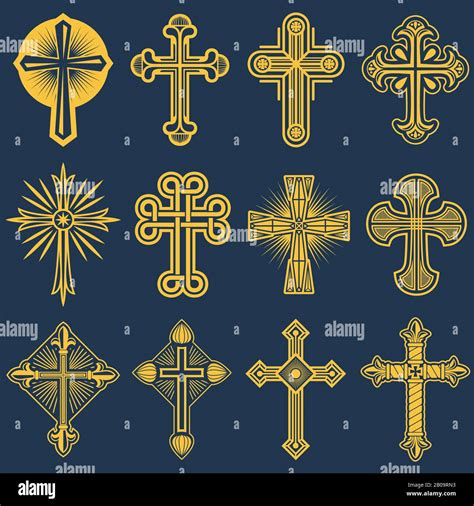 Gothic catholic cross vector icons, catholicism symbol. Christianity symbol religion, set of ...