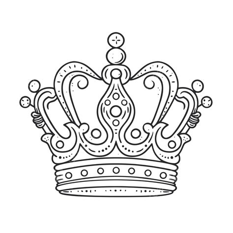 Simple Drawing Of A Crown Outline Sketch Vector, Crown Drawing, Wing ...