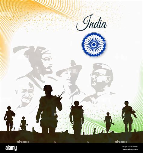 illustration of Tricolor India background with Nation Hero and Freedom Fighter like Mahatma ...