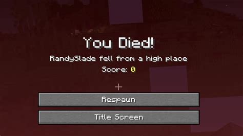 Minecraft Died Screen