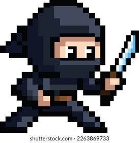 8bit Pixel Art Ninja Holding Sword Stock Vector (Royalty Free ...