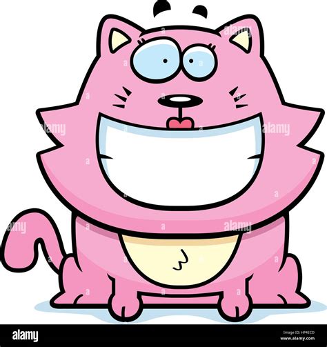 A cartoon pink cat happy and smiling Stock Vector Image & Art - Alamy