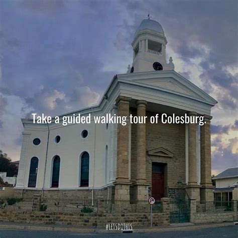 Pay a visit to the small sheep farming town of Colesburg in the Northern Cape andtake a guided ...