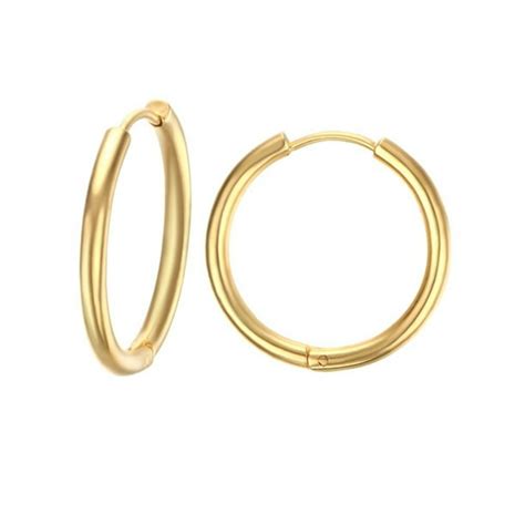 ISAACSONG - Women 14k Gold Endless Hoop Earrings, Gold Chunky Hoops ...